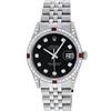 Image 2 : Rolex Mens Stainless Steel Black Diamond Lugs & Ruby Datejust Wristwatch