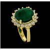 Image 4 : 3.65 ctw Emerald and Diamond Ring - 14KT Yellow Gold