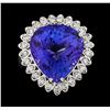 Image 2 : GIA Cert 13.48 ctw Tanzanite and Diamond Ring - 14KT White Gold