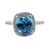 Image 1 : 4.46 ctw Blue Zircon and Diamond Ring - 14KT White Gold