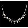 Image 1 : 4.83 ctw Diamond and Yellow Sapphire Necklace - 18KT White Gold