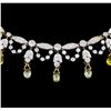 Image 2 : 4.83 ctw Diamond and Yellow Sapphire Necklace - 18KT White Gold