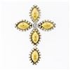 Image 1 : 18K Gold Silver Bead Work Marquise Cross Pendant & Bezel Diamond