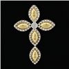 Image 2 : 18K Gold Silver Bead Work Marquise Cross Pendant & Bezel Diamond