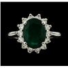 Image 2 : 3.32 ctw Emerald and Diamond Ring - 14KT White Gold