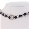 Image 3 : 34.17 ctw Blue Sapphire and 9.15 ctw Diamond 14K White Gold Necklace