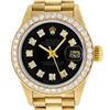 Image 1 : Rolex Ladies 18K Yellow Black 1 ctw Diamond President Wristwatch With Rolex Box