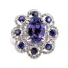 Image 2 : 5.95 ctw Tanzanite, Sapphire, and Diamond Ring - 14KT White Gold