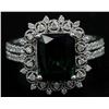 Image 1 : 3.35 ctw Green Tourmaline and Diamond Ring - 14KT White Gold