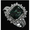 Image 3 : 3.35 ctw Green Tourmaline and Diamond Ring - 14KT White Gold