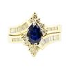 Image 1 : 1.53 ctw Oval Brilliant Blue Sapphire And Diamond Ring & Wedding Band - 14KT Yel