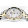 Image 5 : Rolex Mens 2 Tone 14K Mother Of Pearl Diamond & Emerald 36MM Datejust Wristwatch