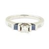 Image 2 : 0.60 ctw Diamond and Sapphire Ring - 14KT White Gold