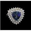 Image 2 : 5.38 ctw Tanzanite and Diamond Ring - 14KT White Gold