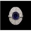 Image 2 : 6.30 ctw Sapphire and Diamond Ring - 18KT White Gold