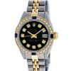 Image 2 : Rolex Ladies 2 Tone Black Diamond & Sapphire Datejust Wristwatch
