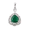 Image 1 : 11.38 ctw Emerald and Diamond Pendant - 14KT White Gold