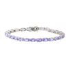 Image 1 : 10.92 ctw Tanzanite and Diamond Bracelet - 14KT White Gold