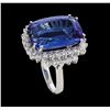 Image 4 : 19.30 ctw Tanzanite and Diamond Ring - 14KT White Gold