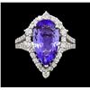 Image 2 : 3.73 ctw Tanzanite and Diamond Ring - 14KT White Gold