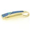 Image 6 : 14k Yellow Gold 2 Inlaid Freeform Geometric Blue & Green Boulder Opal Pendant