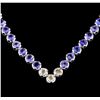 Image 2 : 14KT White Gold 16.08 ctw Tanzanite and Diamond Necklace