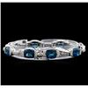 Image 2 : Crayola 27.00 ctw Blue Topaz and White Sapphire Bracelet - .925 Silver