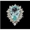 Image 2 : 9.17 ctw Aquamarine and Diamond Ring - 14KT White Gold