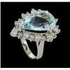 Image 4 : 9.17 ctw Aquamarine and Diamond Ring - 14KT White Gold