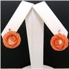 Image 3 : Antique 18kt Yellow Gold Carved Coral Flower Drop Earrings