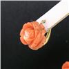Image 4 : Antique 18kt Yellow Gold Carved Coral Flower Drop Earrings