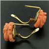 Image 6 : Antique 18kt Yellow Gold Carved Coral Flower Drop Earrings