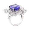 Image 4 : 15.49 ctw Tanzanite And Diamond Ring - 18KT White Gold