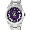 Image 1 : Rolex Mens SS 41MM Purple Roman Diamond Datejust 2 Oyster Band Wristwatch With B