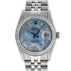 Image 1 : Rolex Mens Stainless Steel Blue MOP Baguette Diamond 36MM Datejust Wristwatch