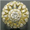 Image 5 : GIA Cert 18K Yellow Gold 5.56 ctw Round & Baguette Diamond Waterfall Cluster Rin