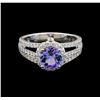 Image 2 : 14KT White Gold 1.56 ctw Tanzanite and Diamond Ring