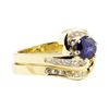 Image 1 : 1.47 ctw Blue Sapphire And Diamond Ring And Band - 14KT Yellow Gold