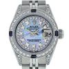 Image 1 : Rolex Ladies Stainless Steel Quickset Blue MOP Diamond Lugs Datejust Wristwatch