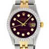 Image 1 : Rolex Mens 2 Tone 14K Maroon Diamond 36MM Datejust Wristwatch