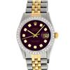 Image 2 : Rolex Mens 2 Tone 14K Maroon Diamond 36MM Datejust Wristwatch