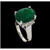 Image 4 : 7.35 ctw Emerald and Diamond Ring - 14KT White Gold