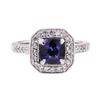 Image 2 : 1.64 ctw Blue Sapphire And Diamond Ring - 14KT White Gold