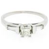 Image 1 : 14k White Gold 0.66 ctw Princess Diamond Engagement Ring Tapered Baguette Accent