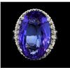 Image 2 : 21.80 ctw Tanzanite and Diamond Ring - 14KT White Gold