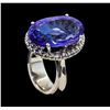 Image 4 : 21.80 ctw Tanzanite and Diamond Ring - 14KT White Gold