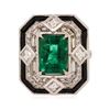 Image 2 : 6.46 ctw Emerald and Diamond Ring - 18KT White Gold