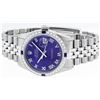 Image 6 : Rolex Mens Stainless Steel Purple Roman Diamond & Sapphire Datejust Wristwatch