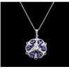 Image 2 : 2.88 ctw Tanzanite, Sapphire and Diamond Necklace - 14KT White Gold