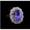 Image 1 : 8.58 ctw Tanzanite and Diamond Ring - 14KT White Gold